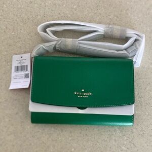 Kate Spade Green Bean Leather Wallet Purse, Perry Saffiano Leather